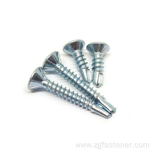 Blue and White Zinc Countersunk Head Drilling Screw